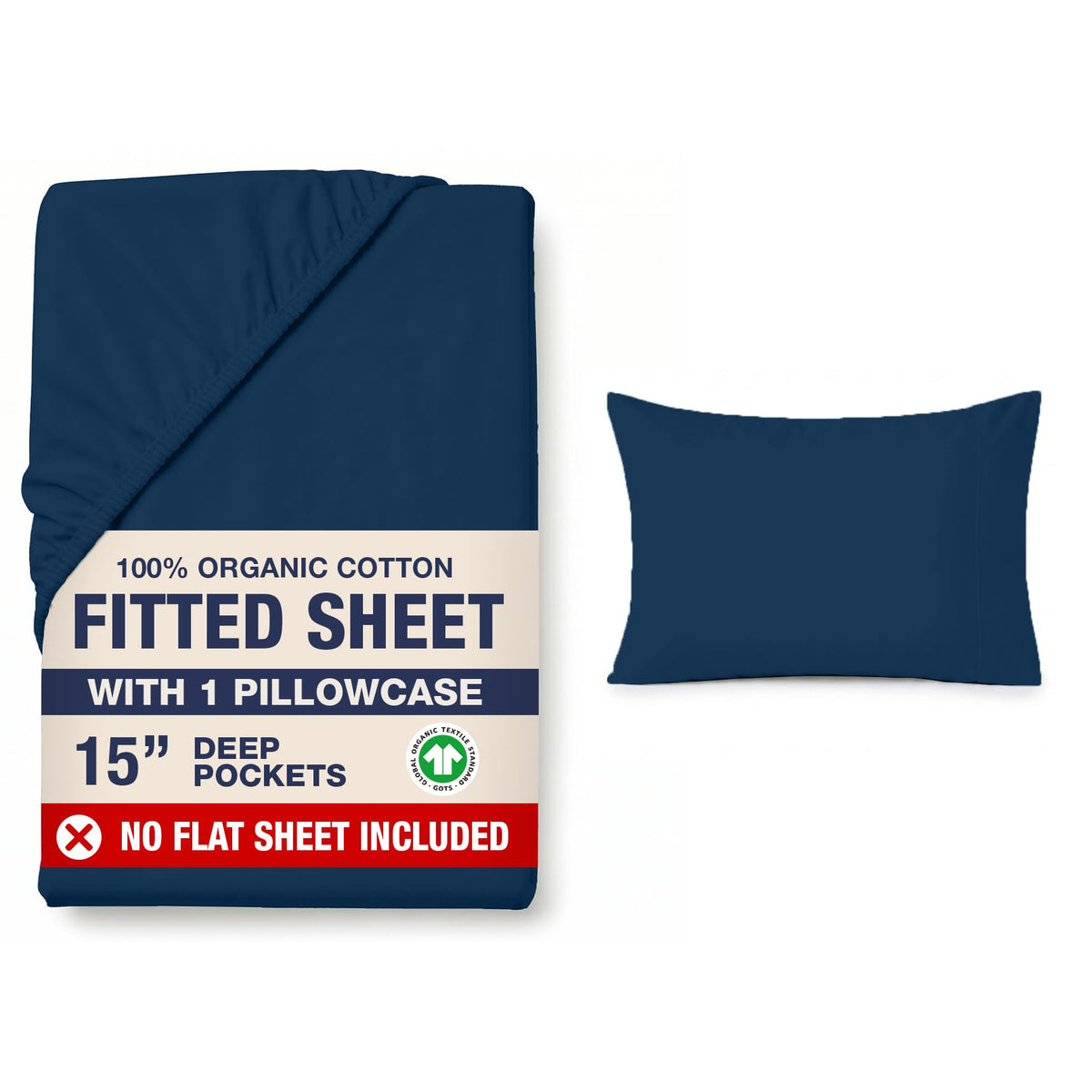 LANE LINEN 100% Organic Cotton Fitted Sheet Queen, 15" Deep Pocket Snug Fit Fully Elasticized Naturally Temperature Regulating Soft & Comfy Deep Pocket Queen - White (+Pillowcases)