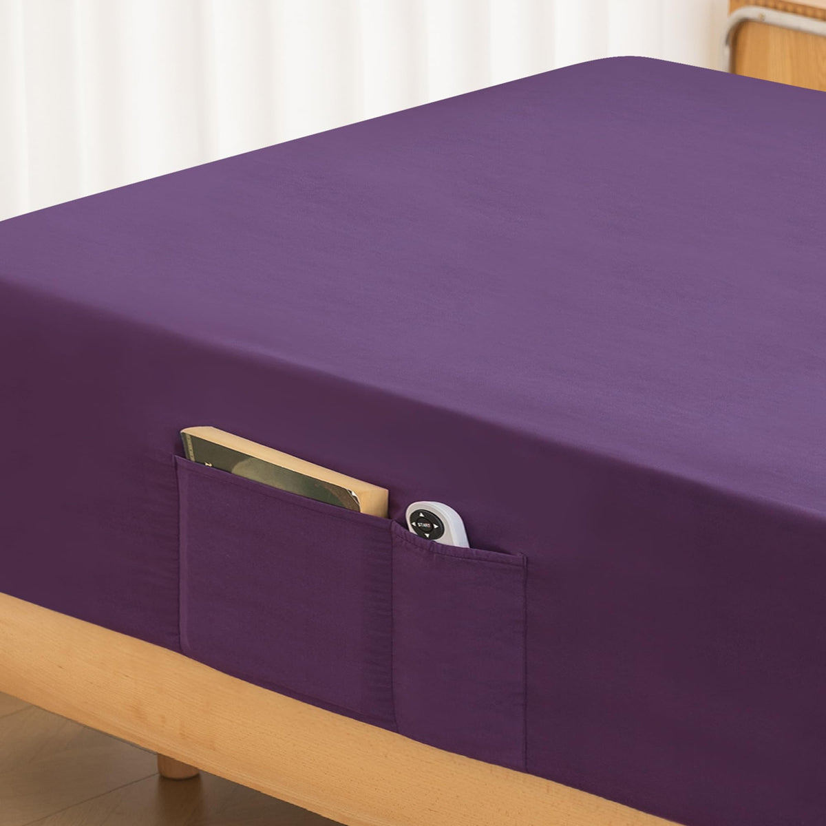 ALYVIA SPRING Twin Fitted Sheet with Side Pocket, Sage, 39x75