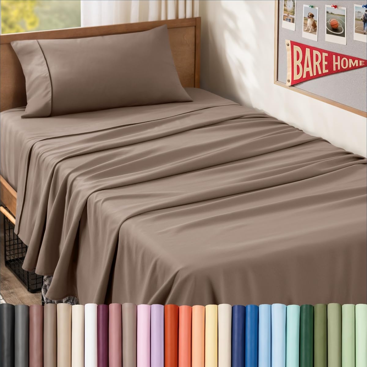 Bare Home Queen Sheet Set - 1800 Ultra-Soft (Queen, Grey)