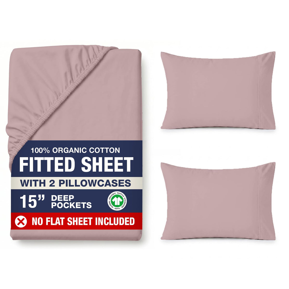 LANE LINEN 100% Organic Cotton Fitted Sheet Queen, 15" Deep Pocket Snug Fit Fully Elasticized Naturally Temperature Regulating Soft & Comfy Deep Pocket Queen - White (+Pillowcases)