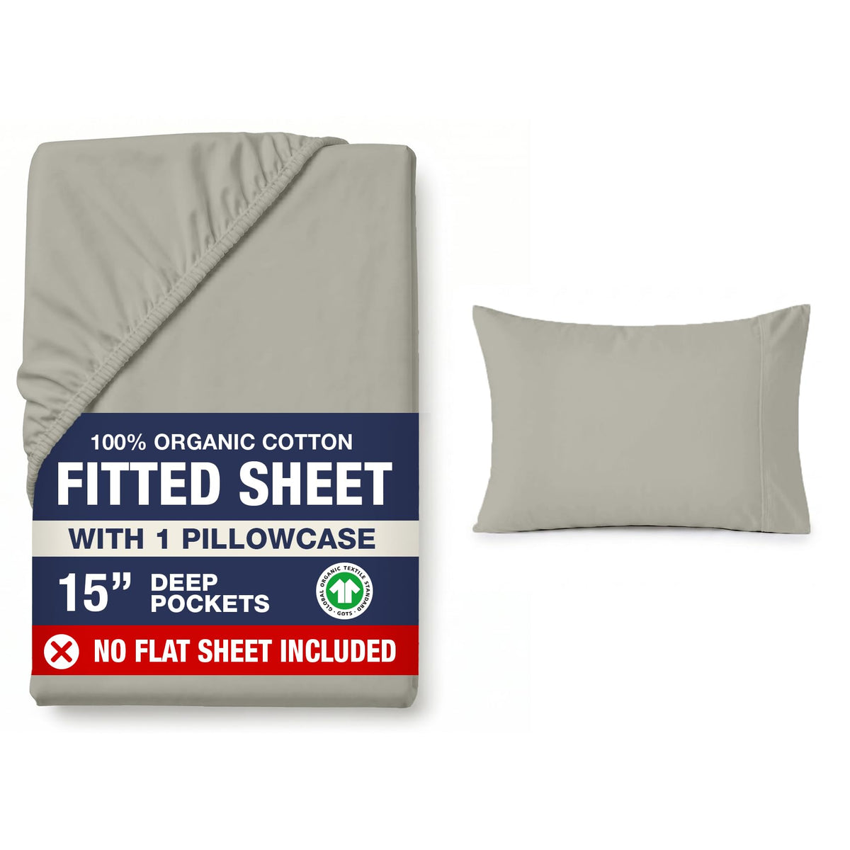 LANE LINEN 100% Organic Cotton Fitted Sheet Queen, 15" Deep Pocket Snug Fit Fully Elasticized Naturally Temperature Regulating Soft & Comfy Deep Pocket Queen - White (+Pillowcases)