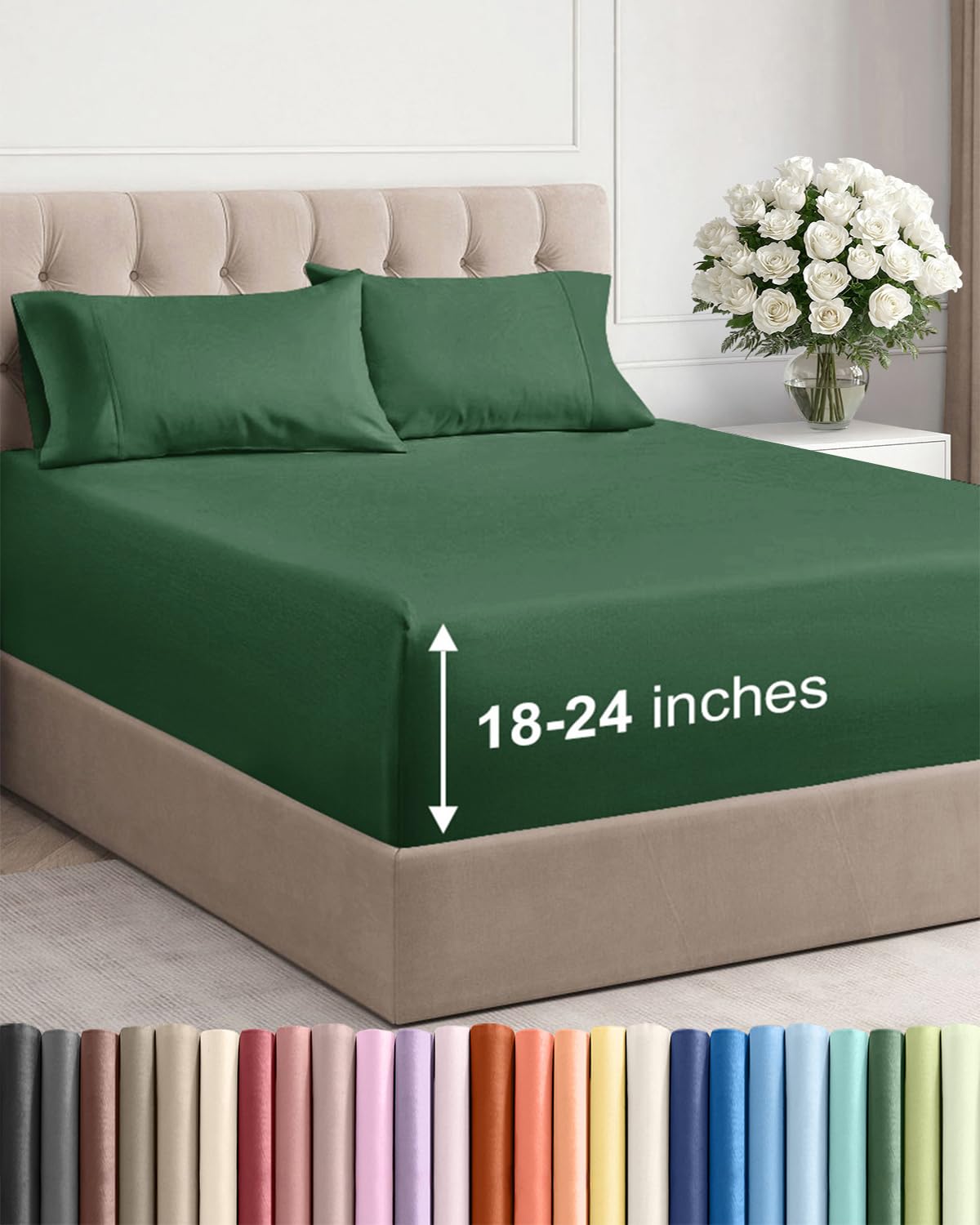 Extra Deep Queen Sheet Set - 6 Piece Breathable and Cooling Sheets - Grey