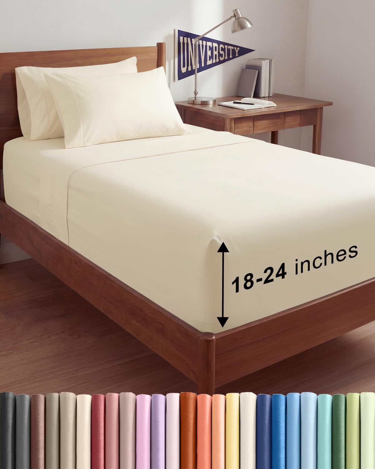 Extra Deep Queen Sheet Set - 6 Piece Breathable and Cooling Sheets - Grey