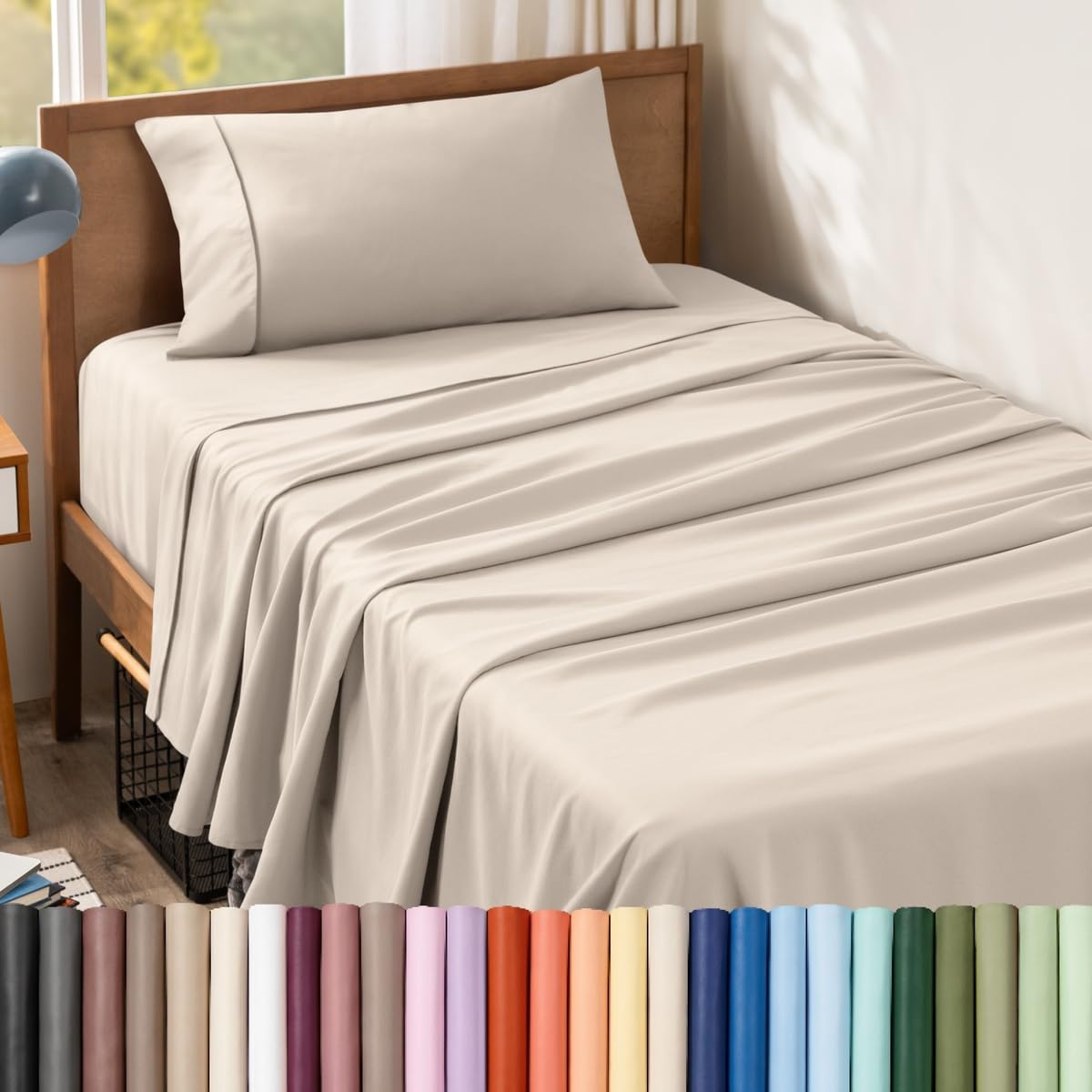 Bare Home Queen Sheet Set - 1800 Ultra-Soft (Queen, Grey)