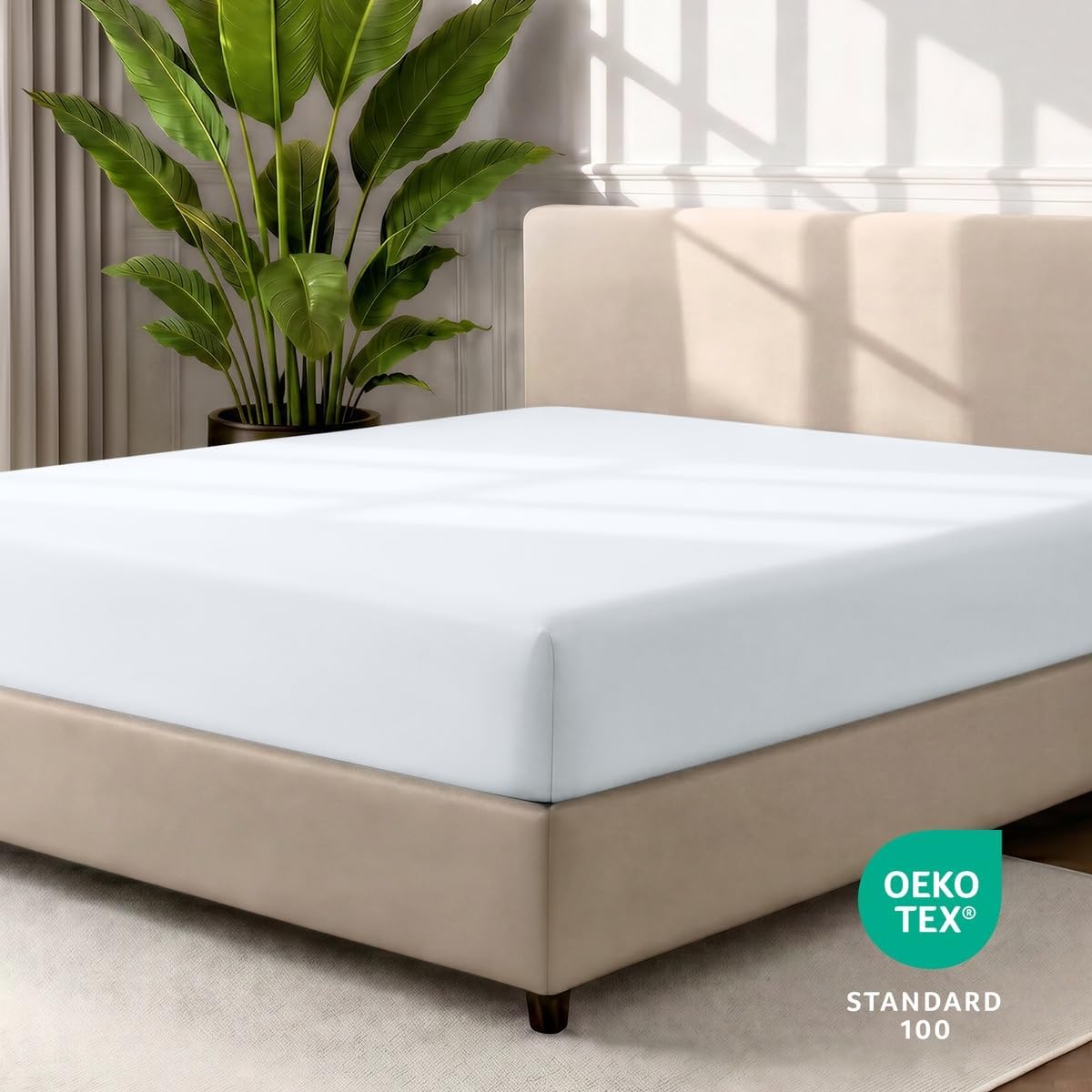 Bare Home 2-Pack Fitted Sheet 1800 Ultra-Soft (Queen, White)