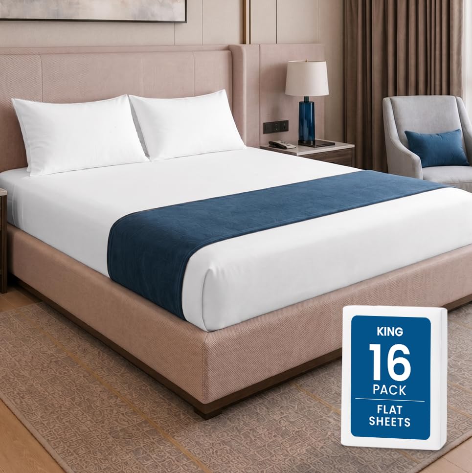 Queen Size Flat Sheet Only Pack of 6, Ultra Soft Hotel Sheets, White