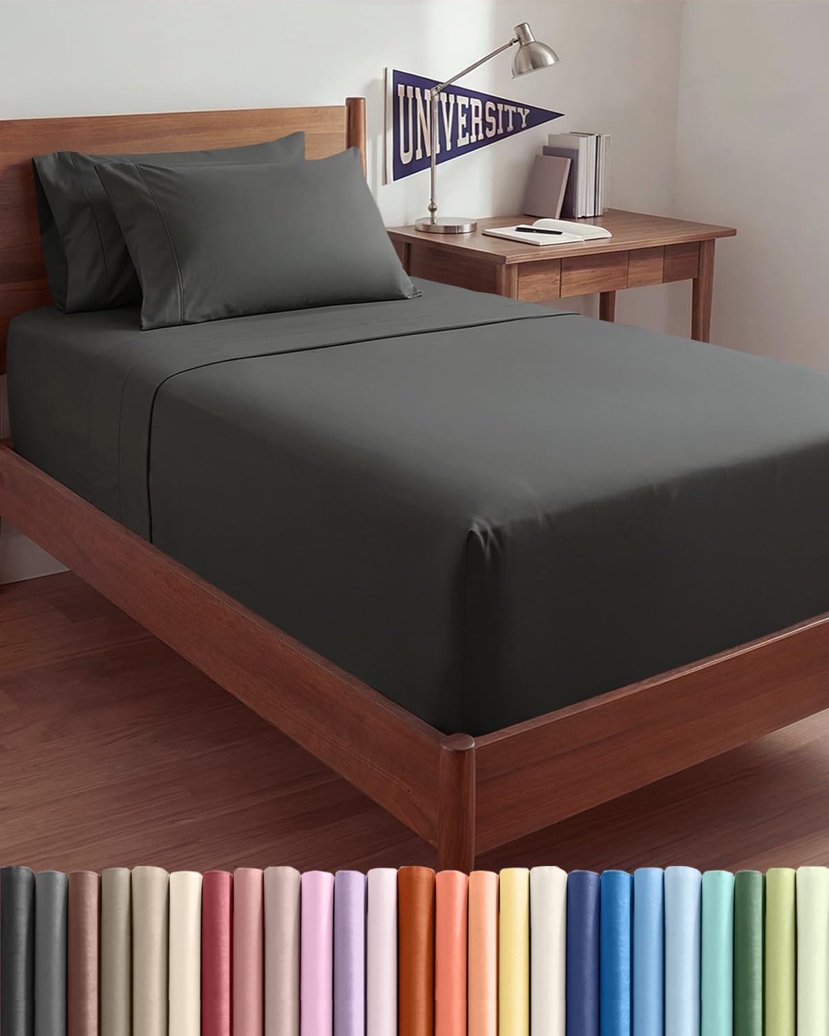 Extra Deep Queen Sheet Set - 6 Piece Breathable and Cooling Sheets - Grey