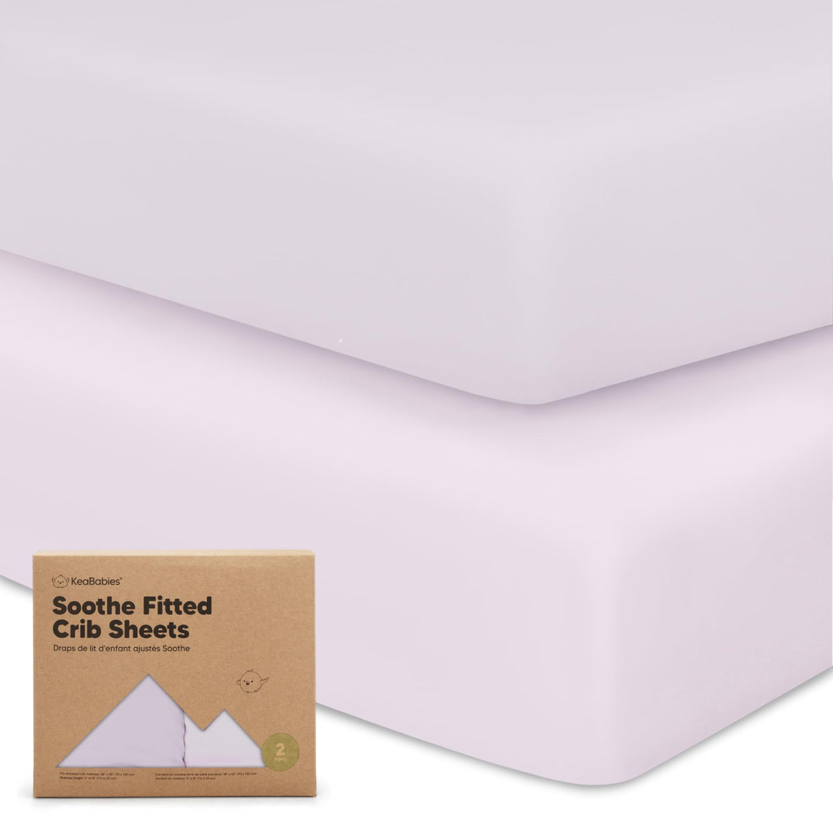 KeaBabies 2pk Organic Cotton Crib Sheets for Boys Girls 52x28, Soft White