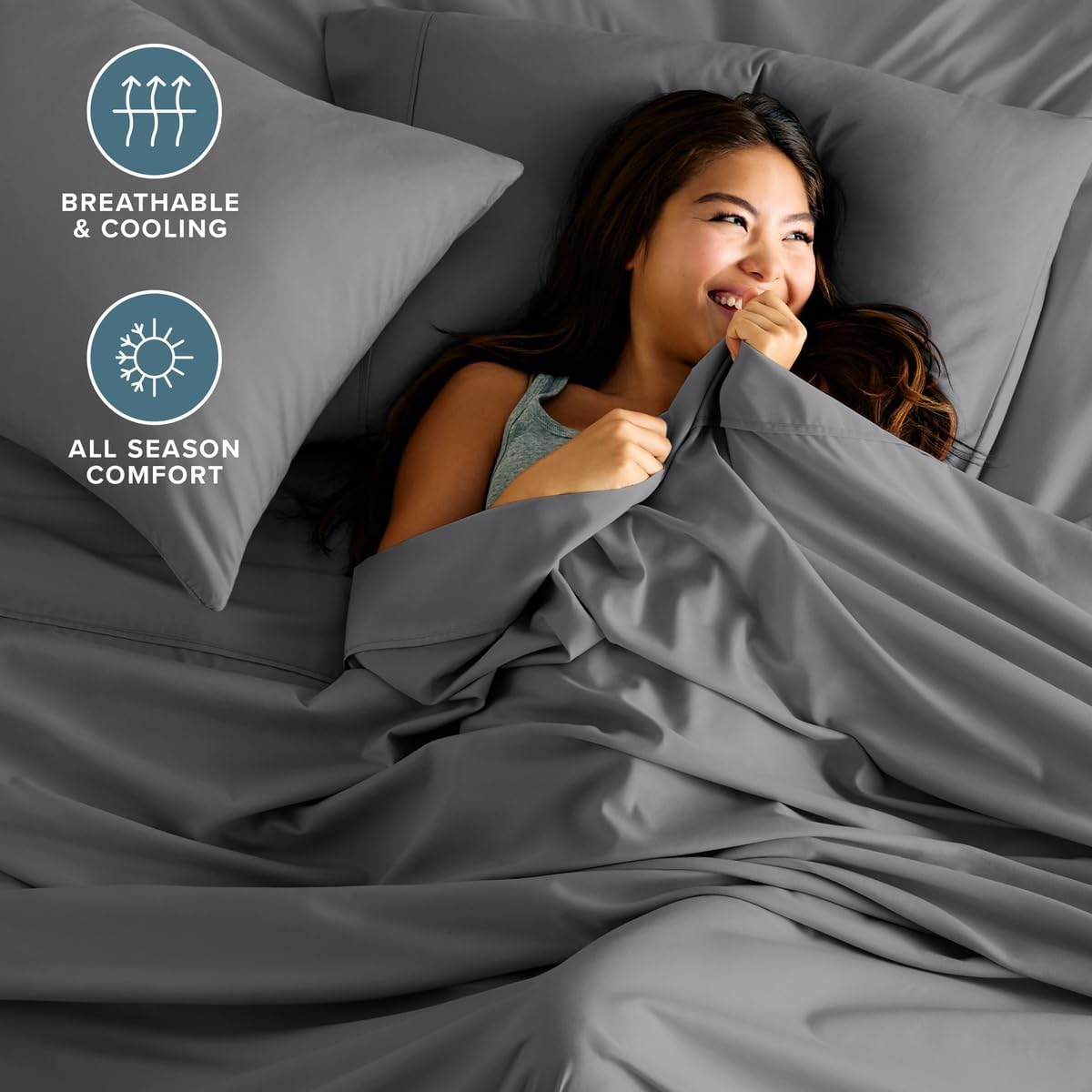 Bare Home Queen Sheet Set - 1800 Ultra-Soft (Queen, Grey)