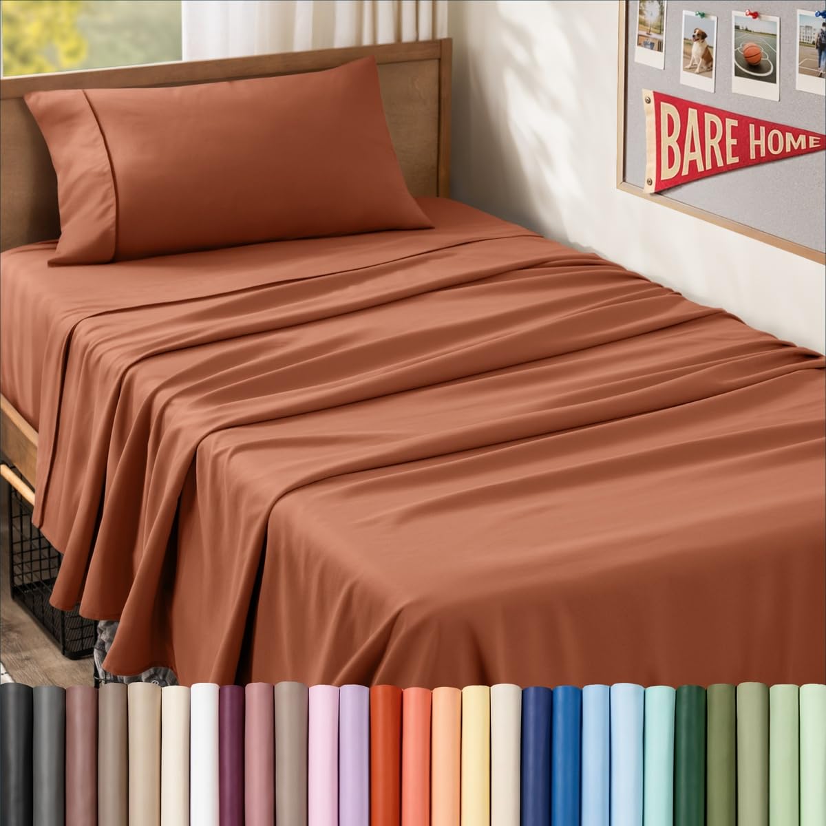 Bare Home Queen Sheet Set - 1800 Ultra-Soft (Queen, Grey)