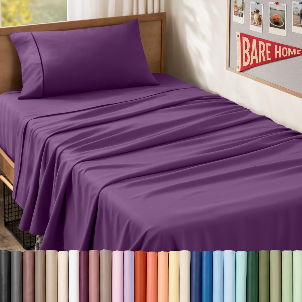 Bare Home Queen Sheet Set - 1800 Ultra-Soft (Queen, Grey)