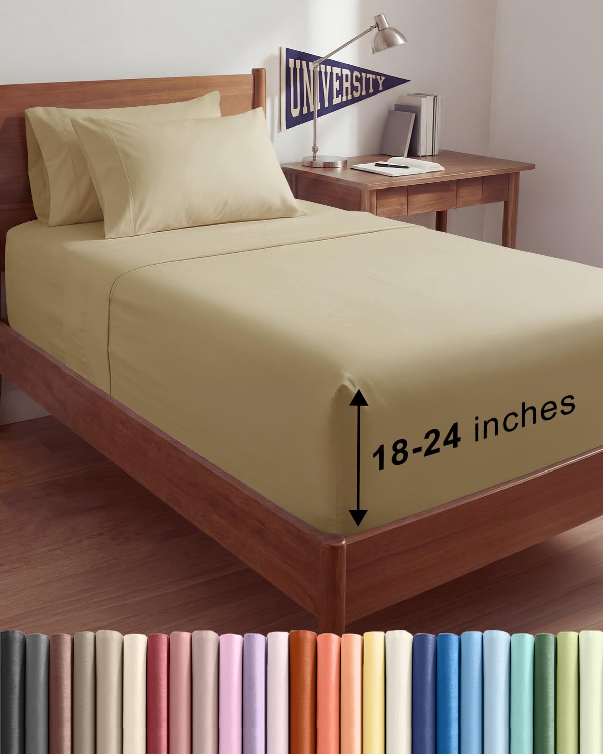 Extra Deep Queen Sheet Set - 6 Piece Breathable and Cooling Sheets - Grey