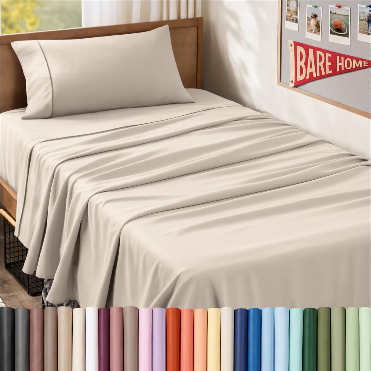 Bare Home Queen Sheet Set - 1800 Ultra-Soft (Queen, Grey)