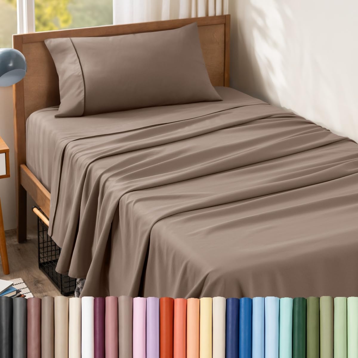 Bare Home Queen Sheet Set - 1800 Ultra-Soft (Queen, Grey)