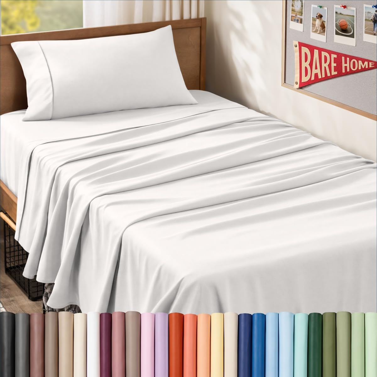 Bare Home Queen Sheet Set - 1800 Ultra-Soft (Queen, Grey)