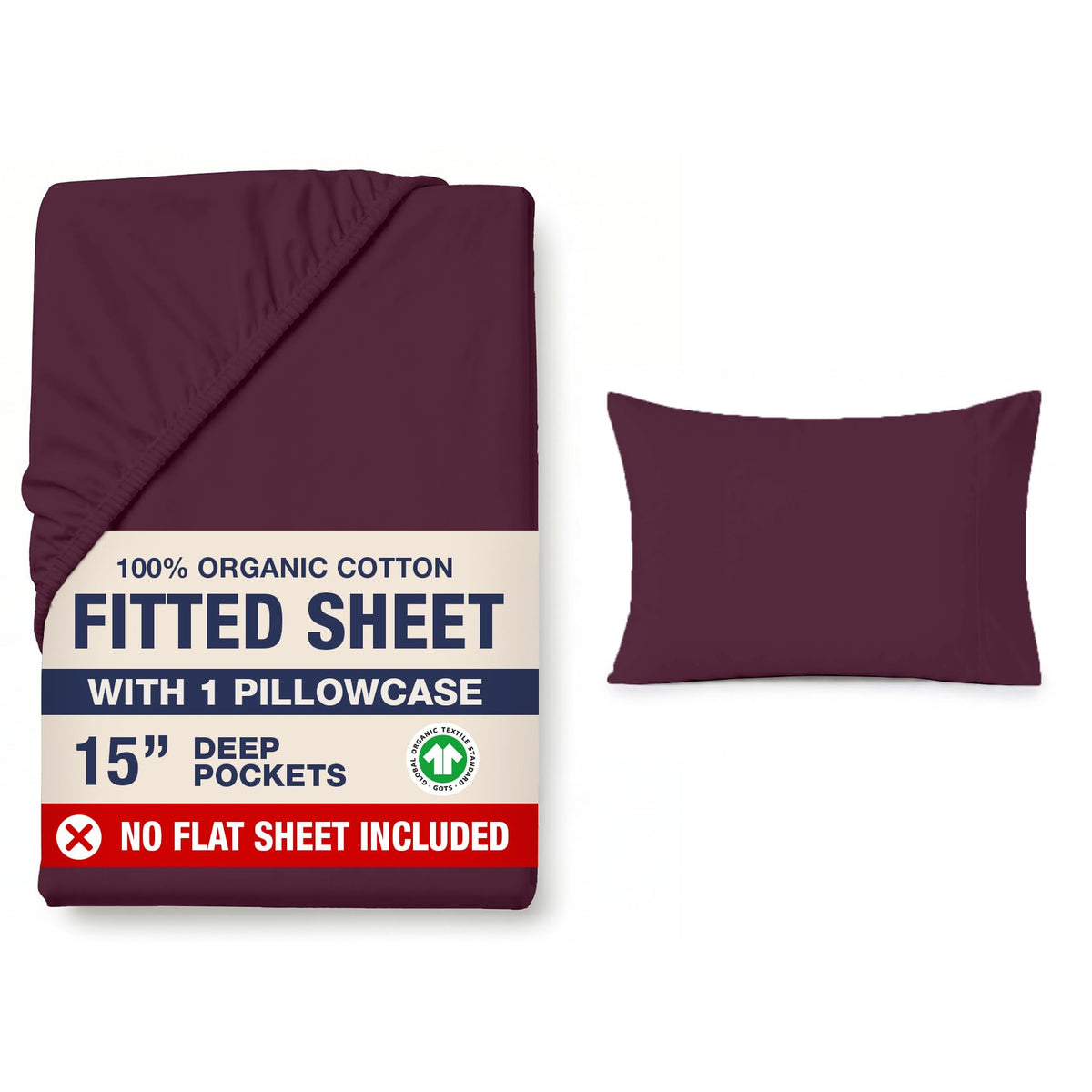 LANE LINEN 100% Organic Cotton Fitted Sheet Queen, 15" Deep Pocket Snug Fit Fully Elasticized Naturally Temperature Regulating Soft & Comfy Deep Pocket Queen - White (+Pillowcases)