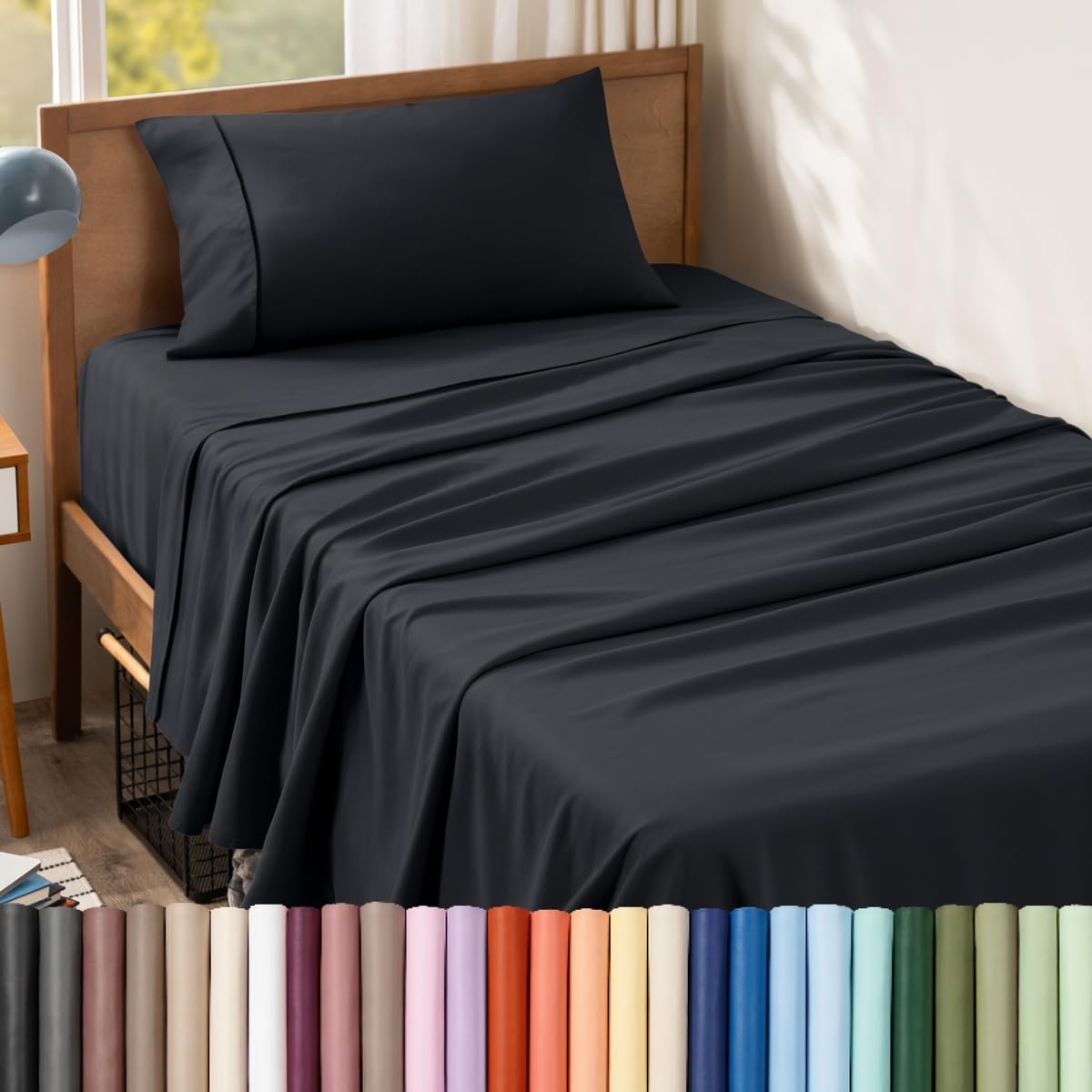 Bare Home Queen Sheet Set - 1800 Ultra-Soft (Queen, Grey)