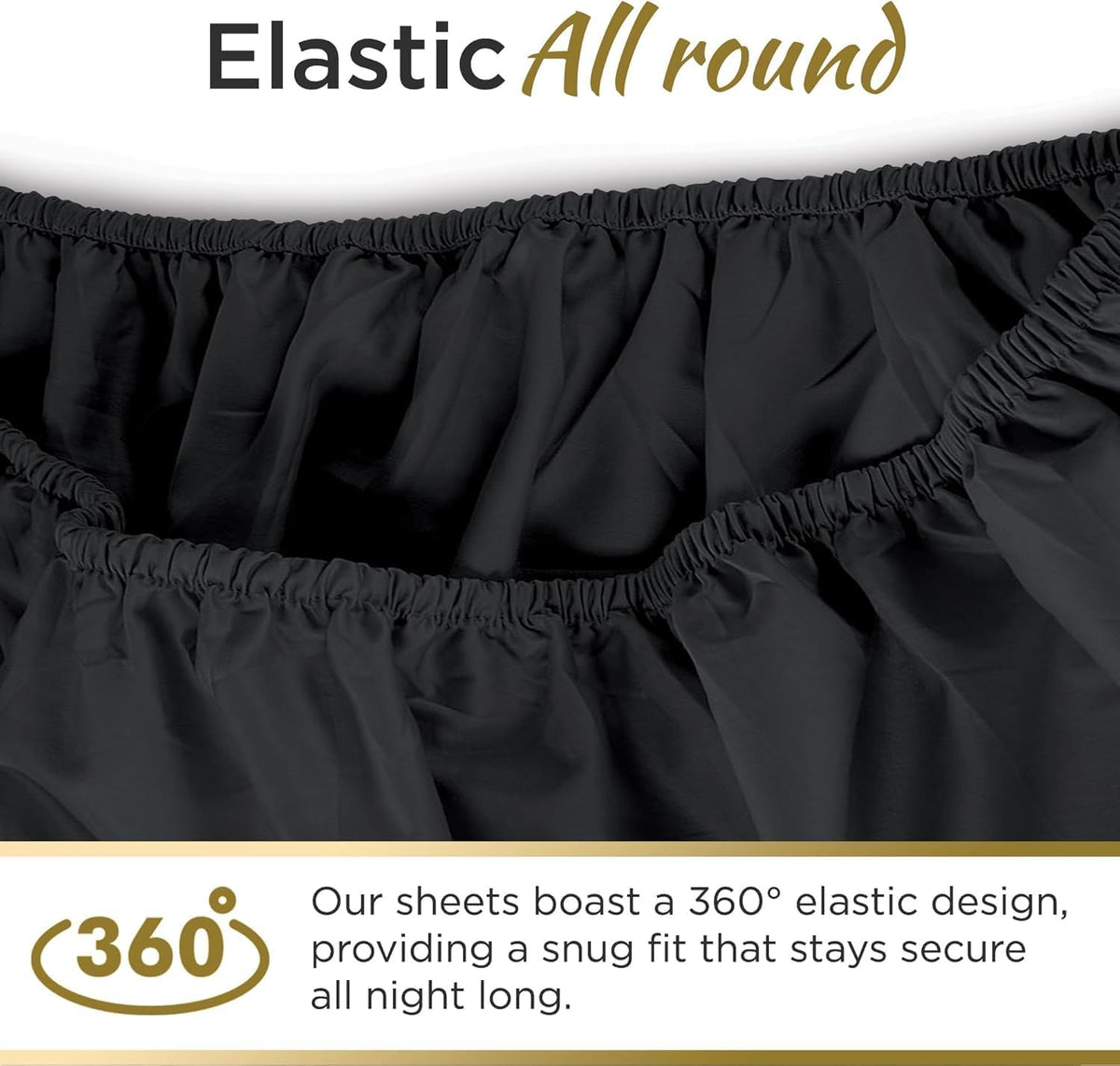 Full XL Microfiber Fitted Sheets, 2-Pack,15" Deep Pocket, Black