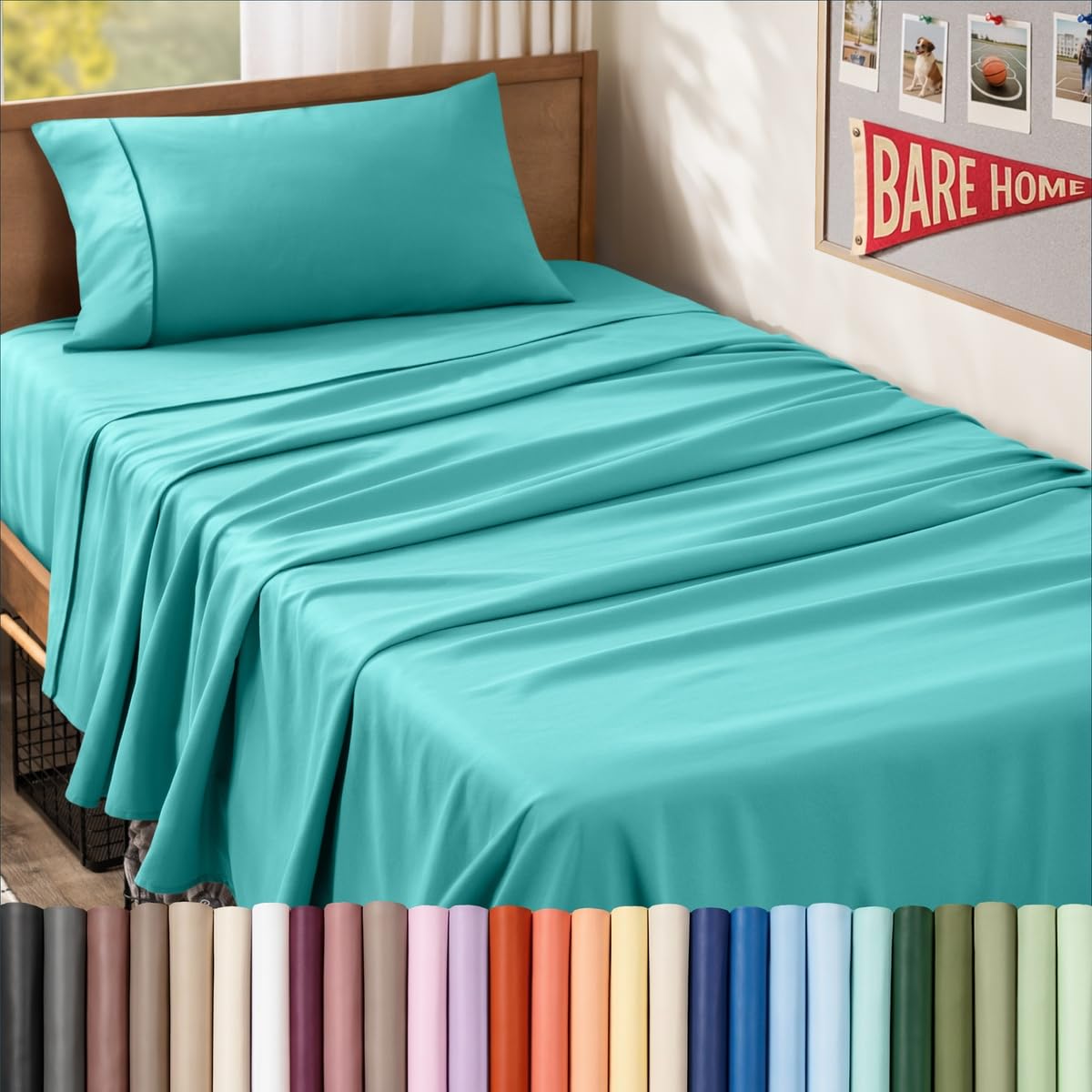 Bare Home Queen Sheet Set - 1800 Ultra-Soft (Queen, Grey)