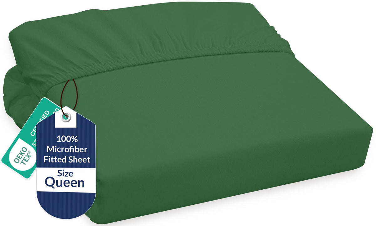 Royale Linens Fitted Sheet Queen - Ultra Soft 1800 Brushed Microfiber - Hotel Luxury Bottom Sheets - Wrinkle Free & Fade Resistant - Deep Pocket Fitted Sheet Only (Queen, White)