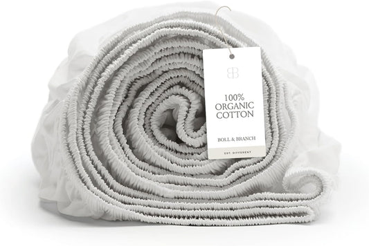 BOLL & BRANCH Signature Hemmed Fitted Sheet, Queen, White