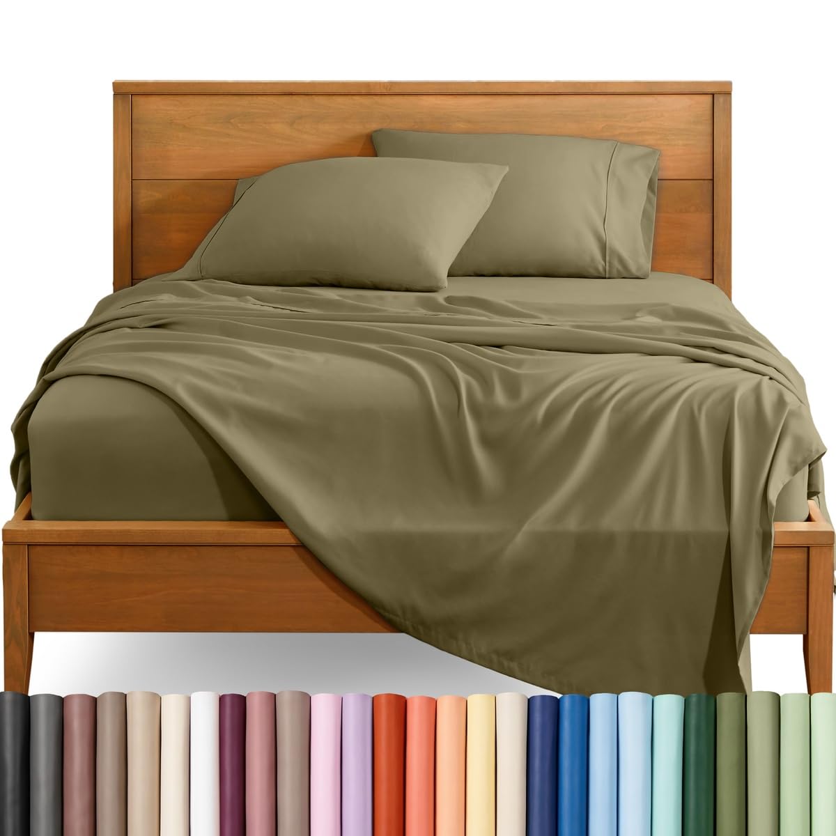 Bare Home Queen Sheet Set - 1800 Ultra-Soft (Queen, Grey)