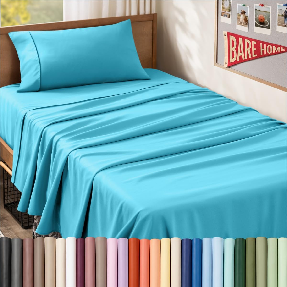 Bare Home Queen Sheet Set - 1800 Ultra-Soft (Queen, Grey)