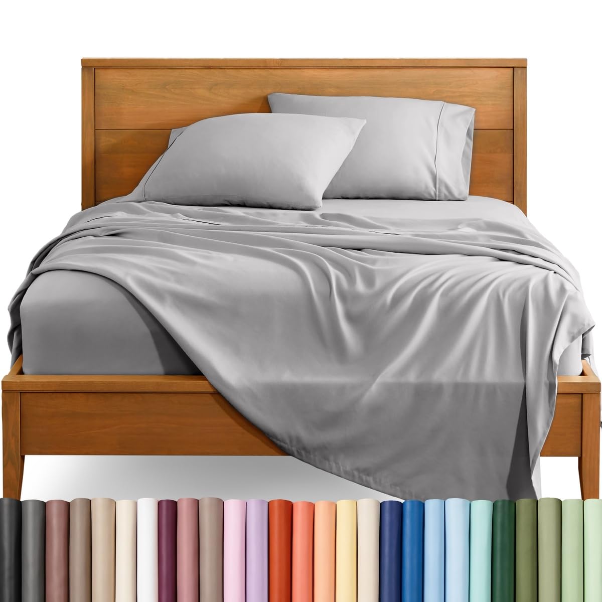 Bare Home Queen Sheet Set - 1800 Ultra-Soft (Queen, Grey)