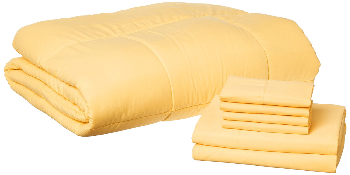 Sweet Home Collection 5 Piece Comforter Set Bag Solid Color All Season Soft Down Alternative Blanket & Luxurious Microfiber Bed Sheets, Navy, Twin