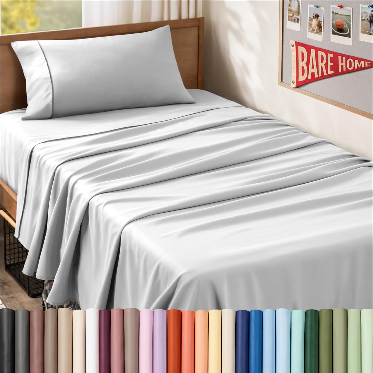 Bare Home Queen Sheet Set - 1800 Ultra-Soft (Queen, Grey)