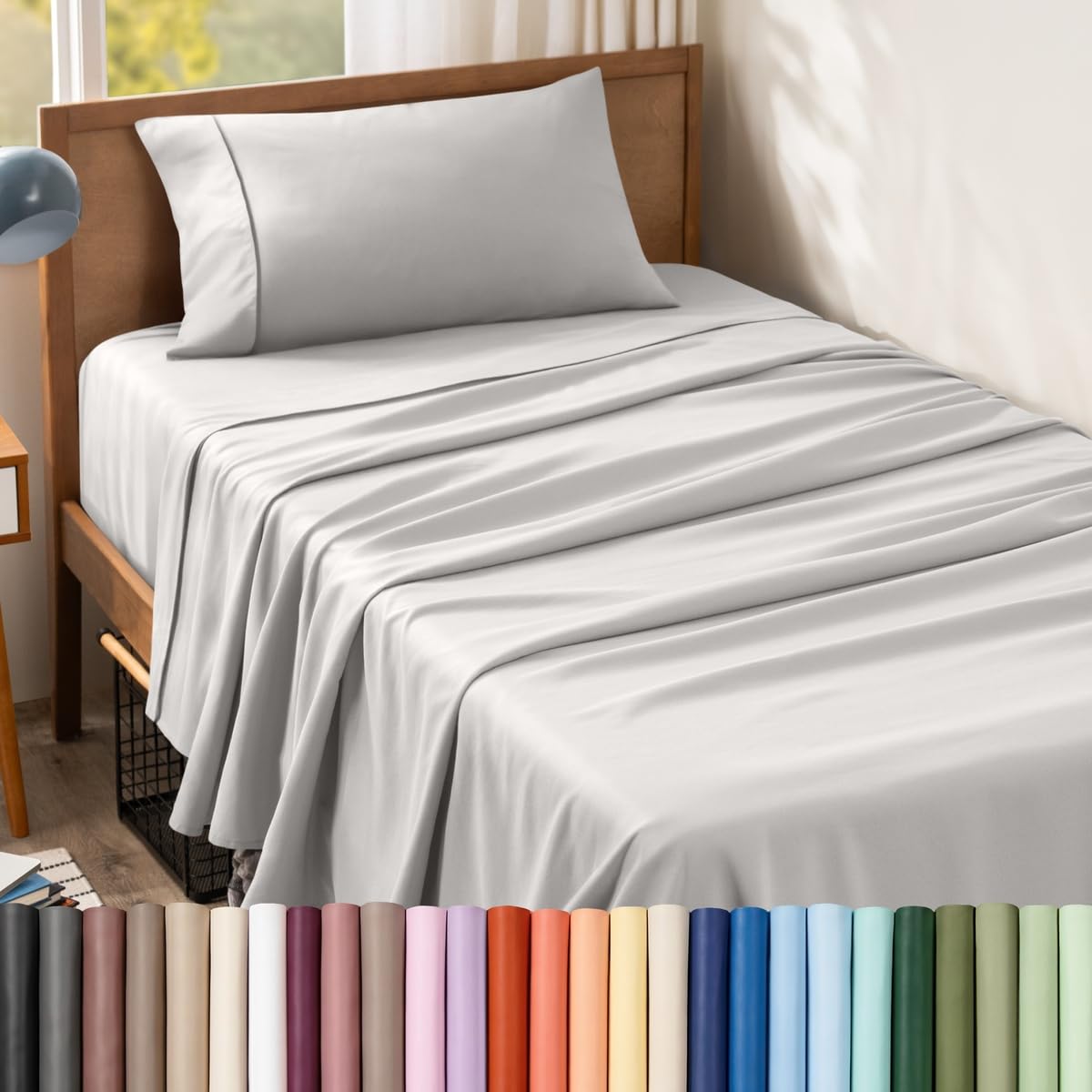 Bare Home Queen Sheet Set - 1800 Ultra-Soft (Queen, Grey)