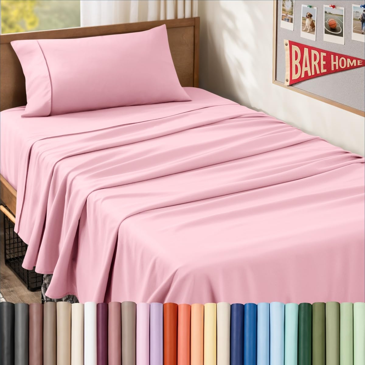 Bare Home Queen Sheet Set - 1800 Ultra-Soft (Queen, Grey)
