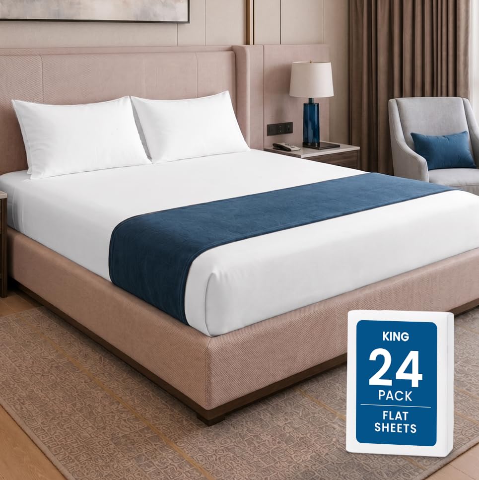 Queen Size Flat Sheet Only Pack of 6, Ultra Soft Hotel Sheets, White