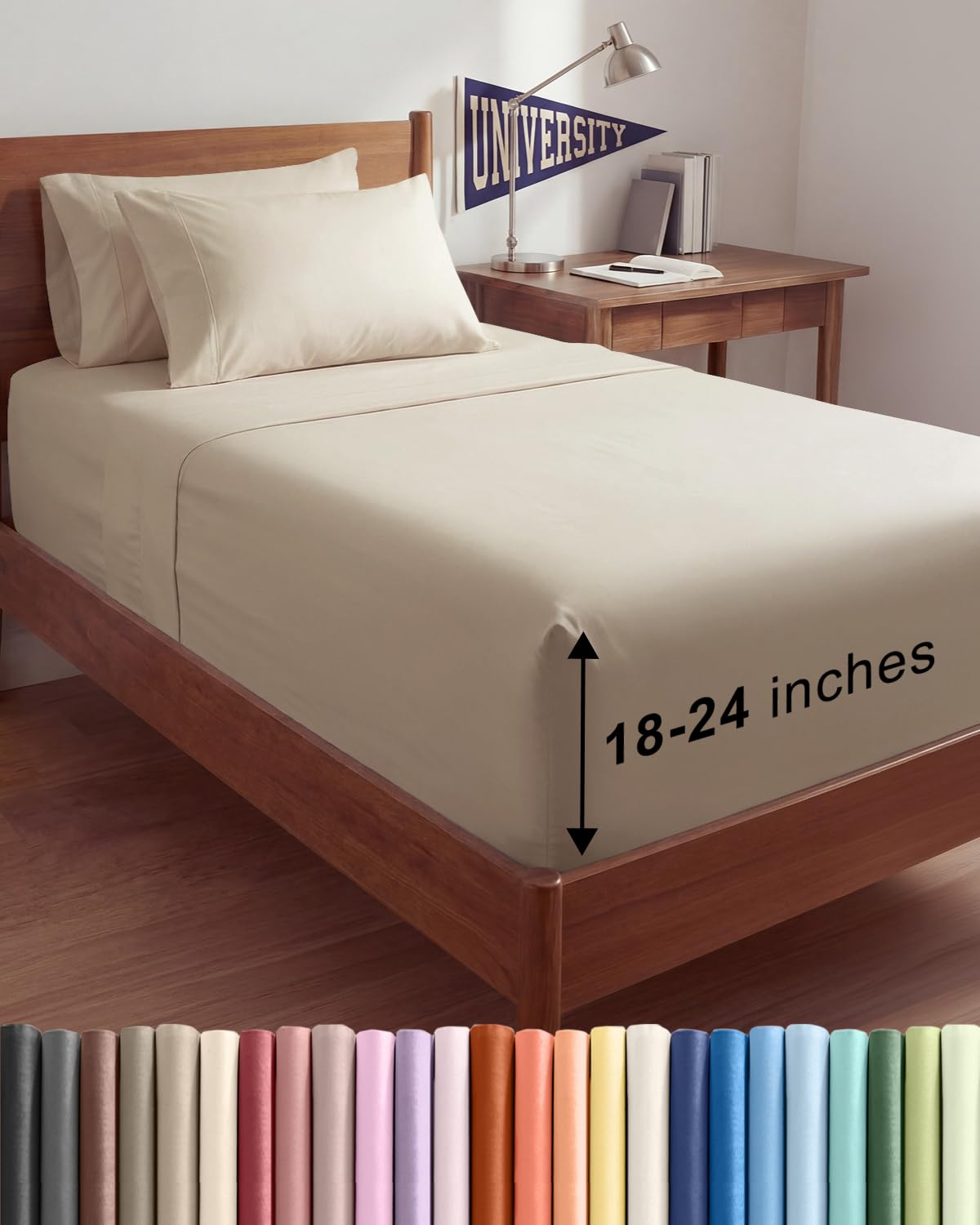 Extra Deep Queen Sheet Set - 6 Piece Breathable and Cooling Sheets - Grey