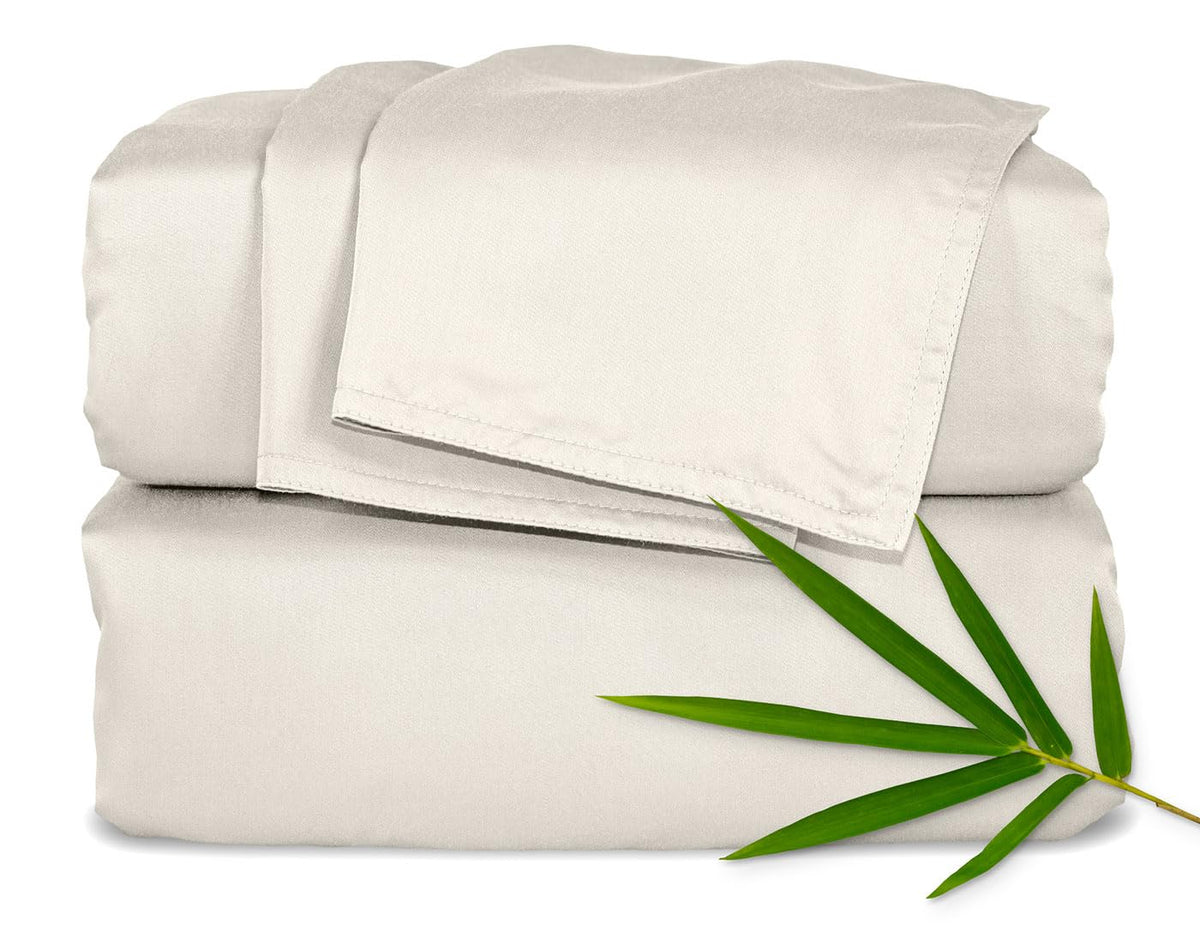 Pure Bamboo Full Sheets, Genuine 100% Organic Viscose Derived from Bamboo Bed Sheet Set, Luxuriously Soft & Cooling, Double Stitching, 2 Year Quality Promise (Full, Ivory)