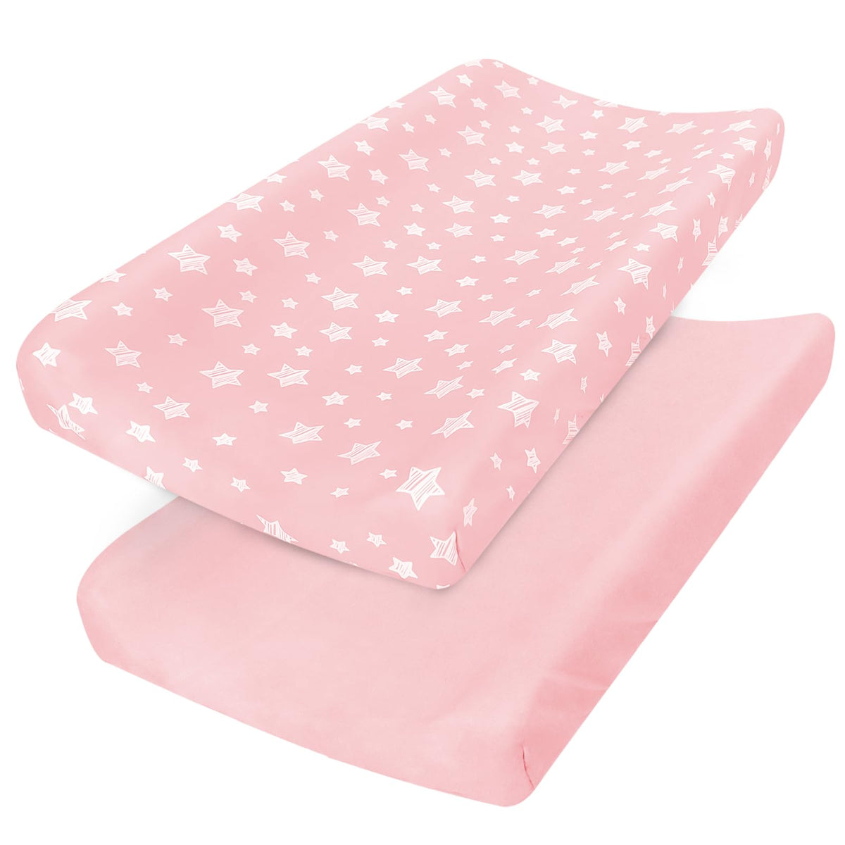 Pack and Play Sheets, 2 Pack Mini Crib Sheets, Stretchy Playard Fitted Sheet, Compatible with Graco Pack n Play, Soft and Breathable Material, Stars & Bunny
