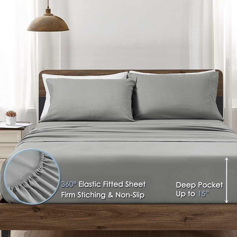 Furnishh 5 Pieces Comforter Set Twin Bed in a Bag, Reversible Bed Set with Comforter, Flat Sheet, Fitted Sheet, Pillowcase & Sham, Navy Blue and Grey Twin Size Bedding Sets for Boys, Girls