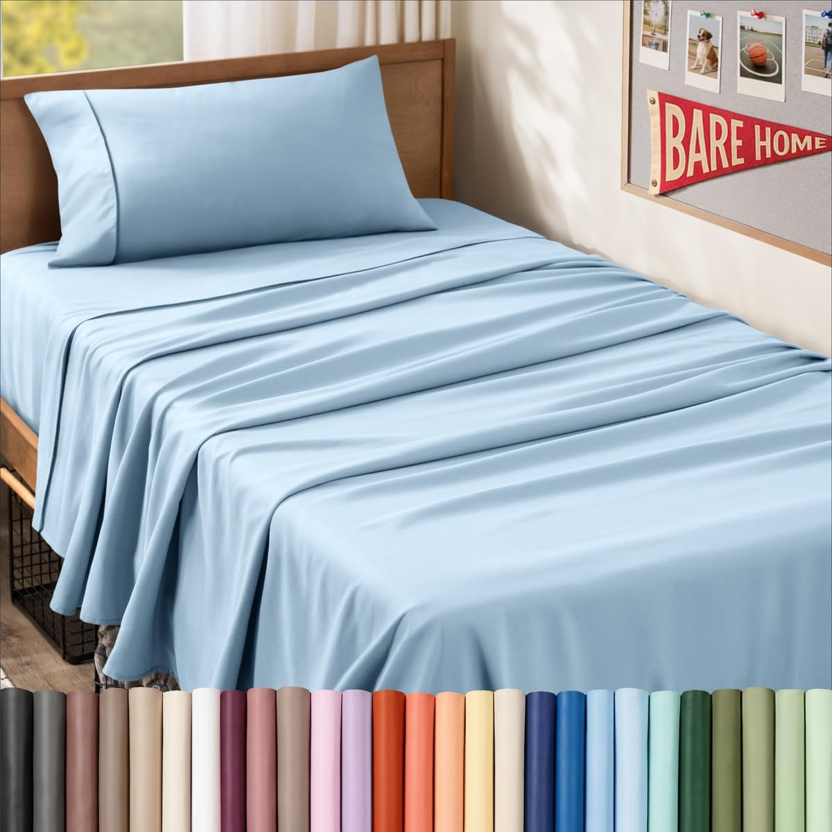 Bare Home Queen Sheet Set - 1800 Ultra-Soft (Queen, Grey)