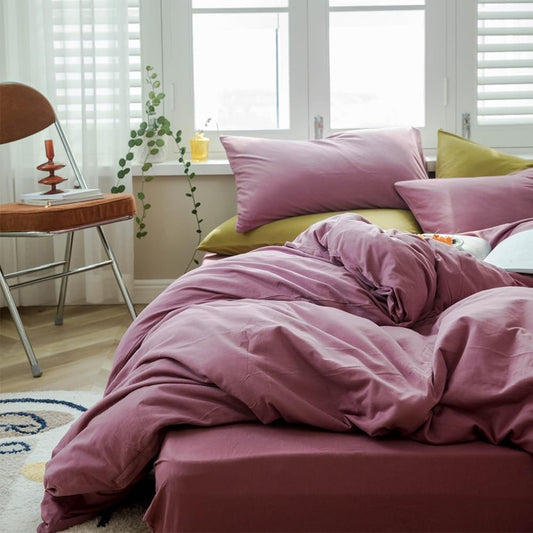 Purple Bedding Duvet Cover King 3 Pieces Pale Mauve Duvet Cover Boho Solid Bedding Set Luxury Soft Jersey Knit Cotton Comforter Cover with 2 Pillowcases Breathable Comfy Mauve Color Bedding Set
