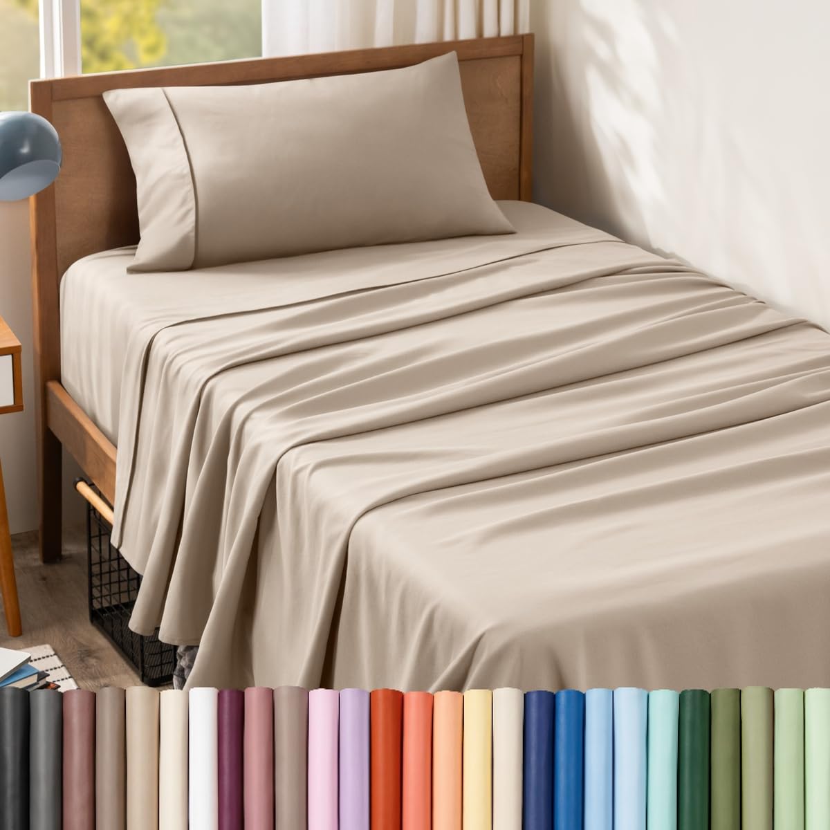 Bare Home Queen Sheet Set - 1800 Ultra-Soft (Queen, Grey)