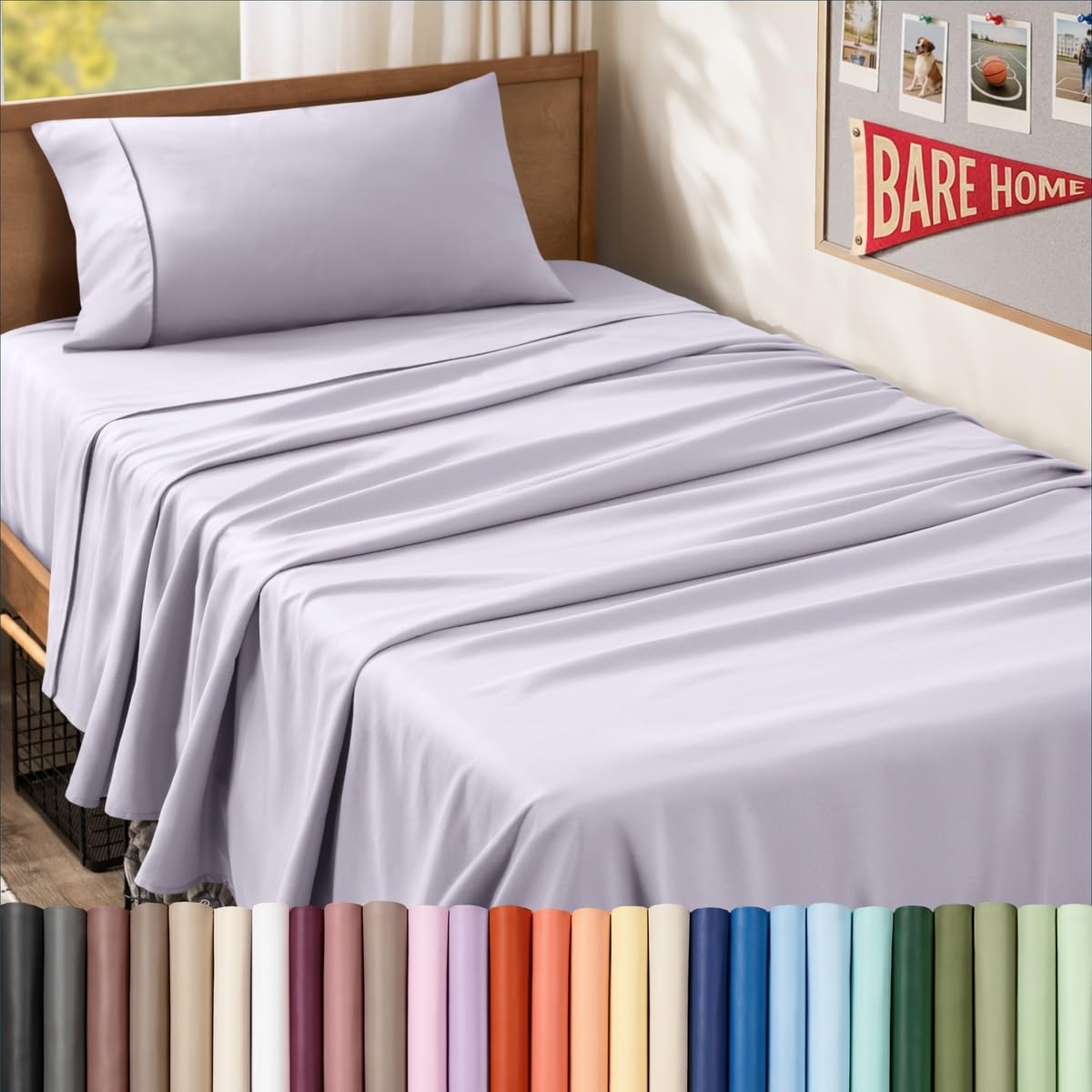 Bare Home Queen Sheet Set - 1800 Ultra-Soft (Queen, Grey)