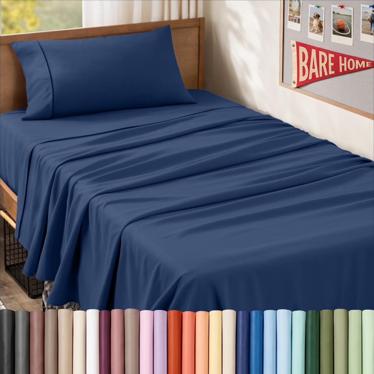 Bare Home Queen Sheet Set - 1800 Ultra-Soft (Queen, Grey)