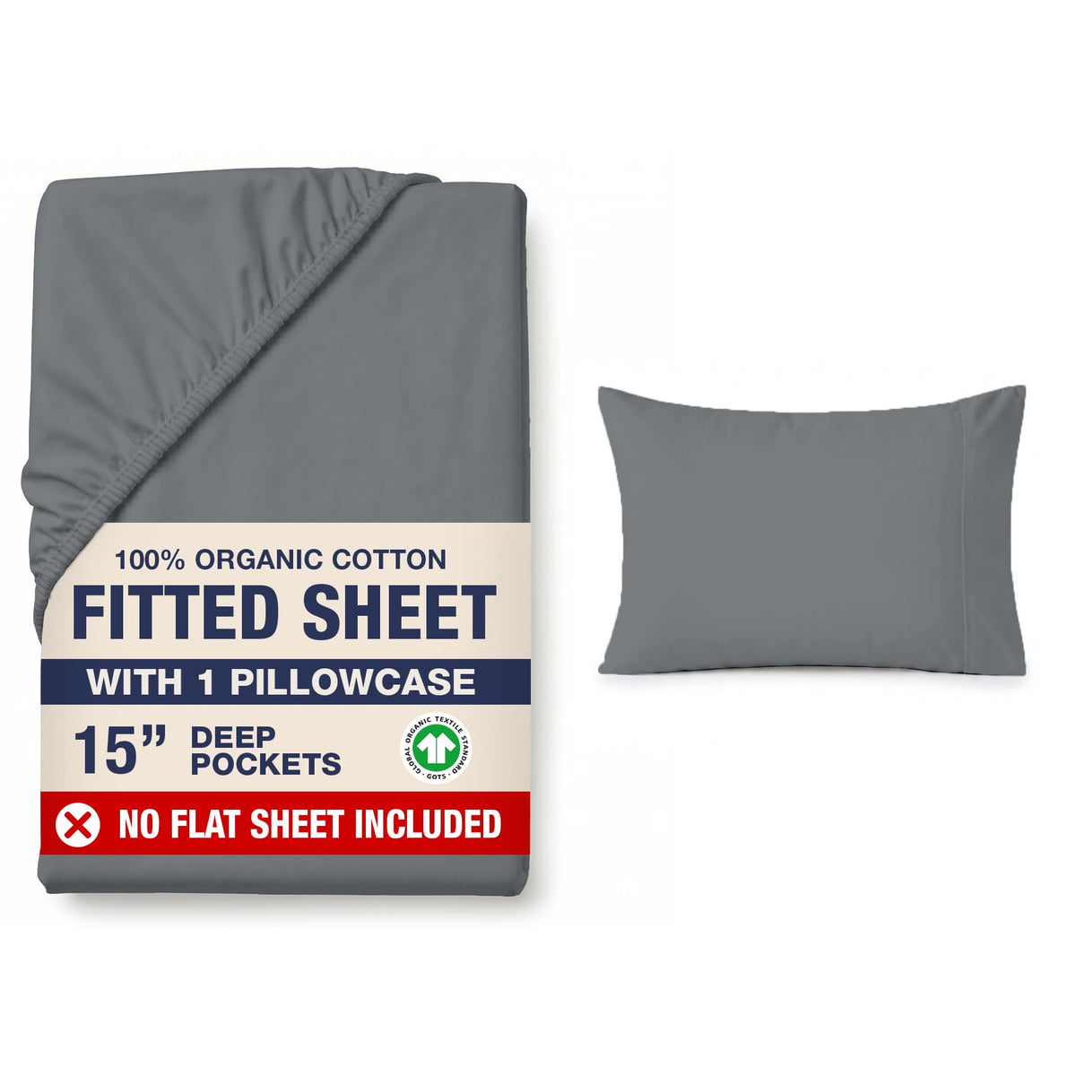 LANE LINEN 100% Organic Cotton Fitted Sheet Queen, 15" Deep Pocket Snug Fit Fully Elasticized Naturally Temperature Regulating Soft & Comfy Deep Pocket Queen - White (+Pillowcases)