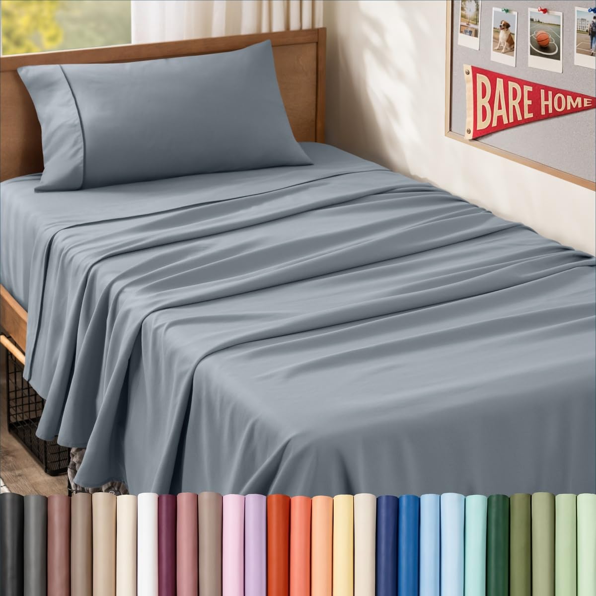 Bare Home Queen Sheet Set - 1800 Ultra-Soft (Queen, Grey)