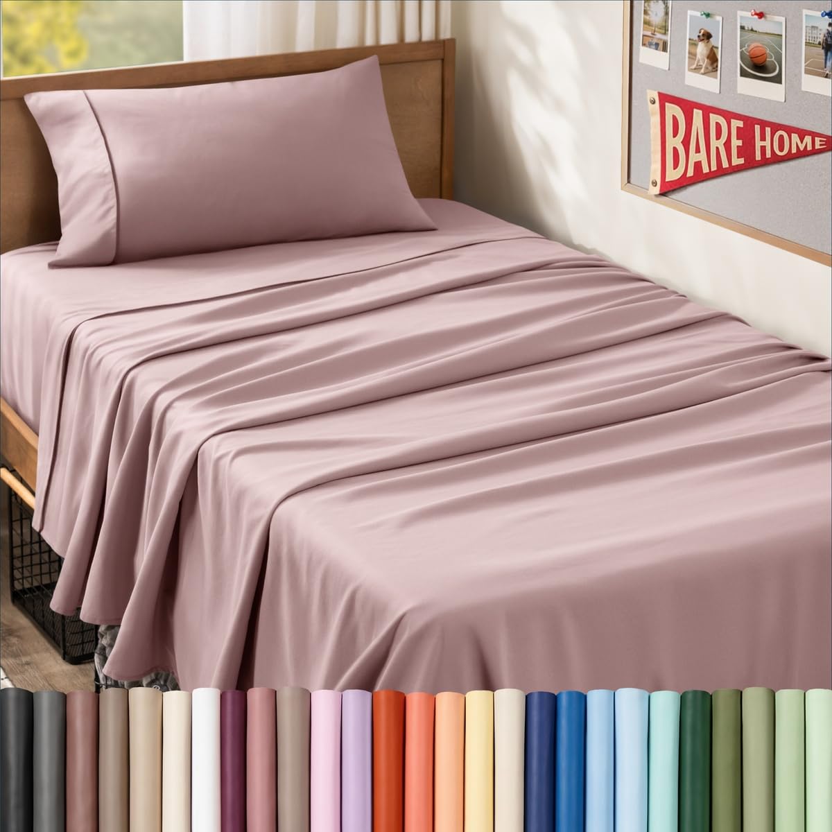 Bare Home Queen Sheet Set - 1800 Ultra-Soft (Queen, Grey)