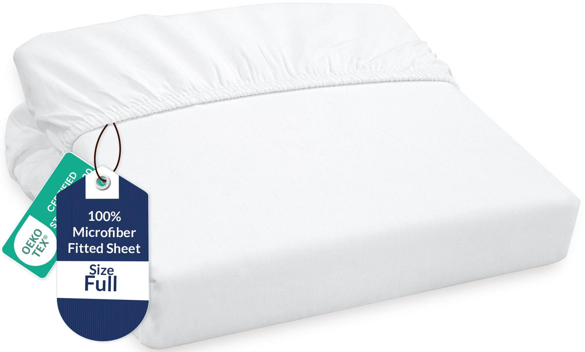Royale Linens Fitted Sheet Queen - Ultra Soft 1800 Brushed Microfiber - Hotel Luxury Bottom Sheets - Wrinkle Free & Fade Resistant - Deep Pocket Fitted Sheet Only (Queen, White)