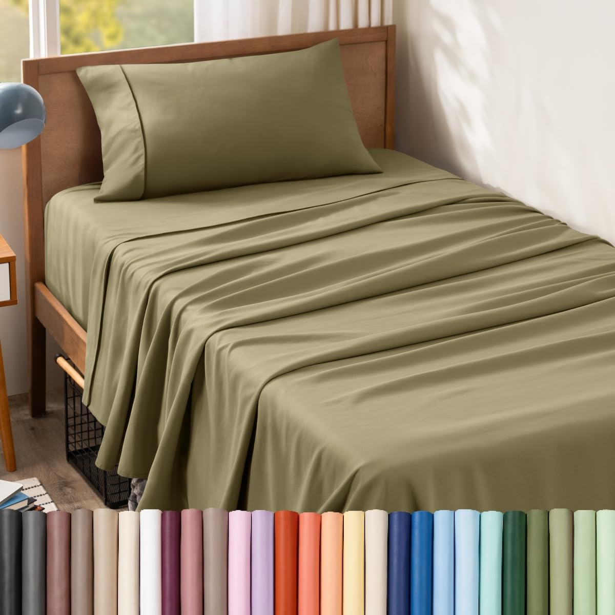 Bare Home Queen Sheet Set - 1800 Ultra-Soft (Queen, Grey)