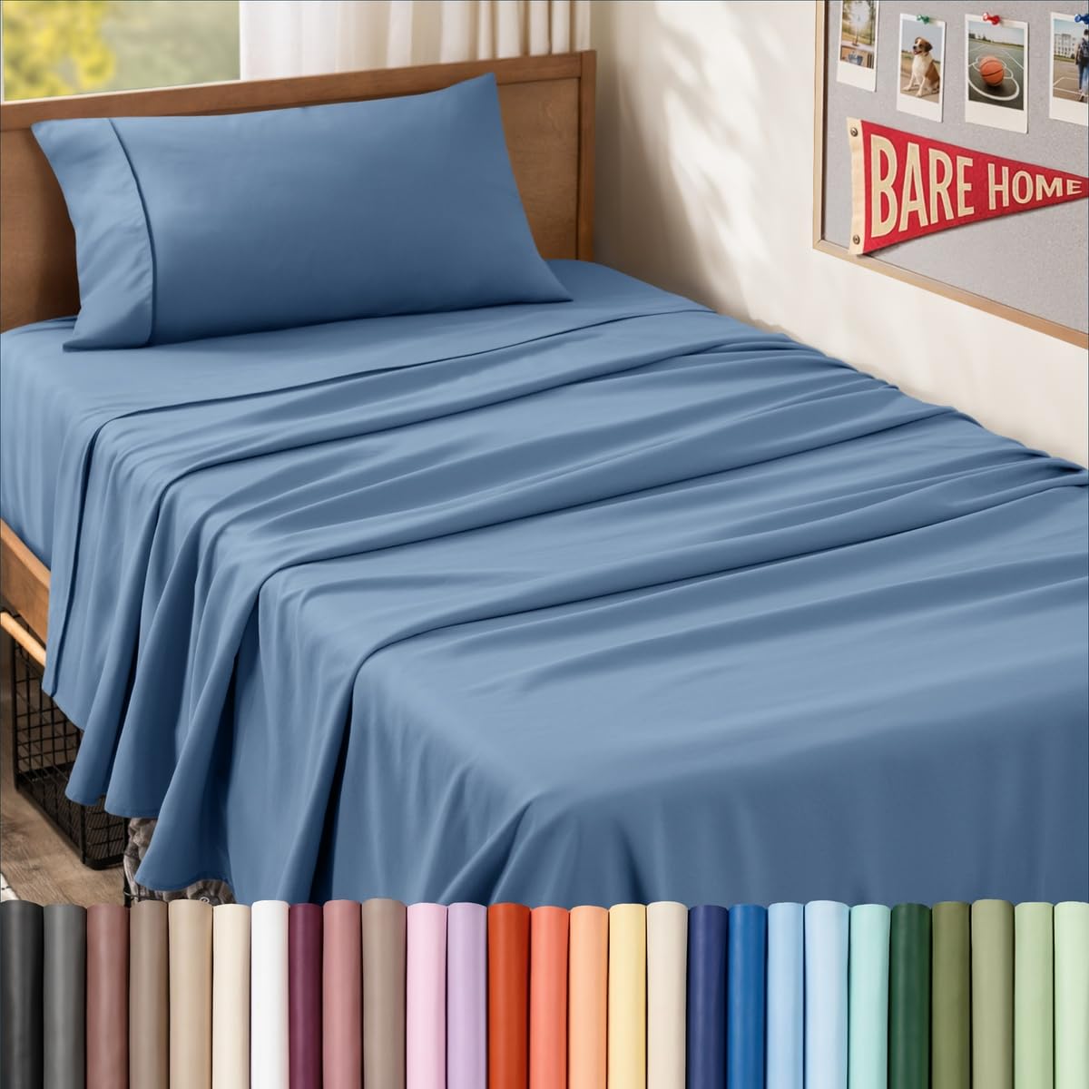 Bare Home Queen Sheet Set - 1800 Ultra-Soft (Queen, Grey)
