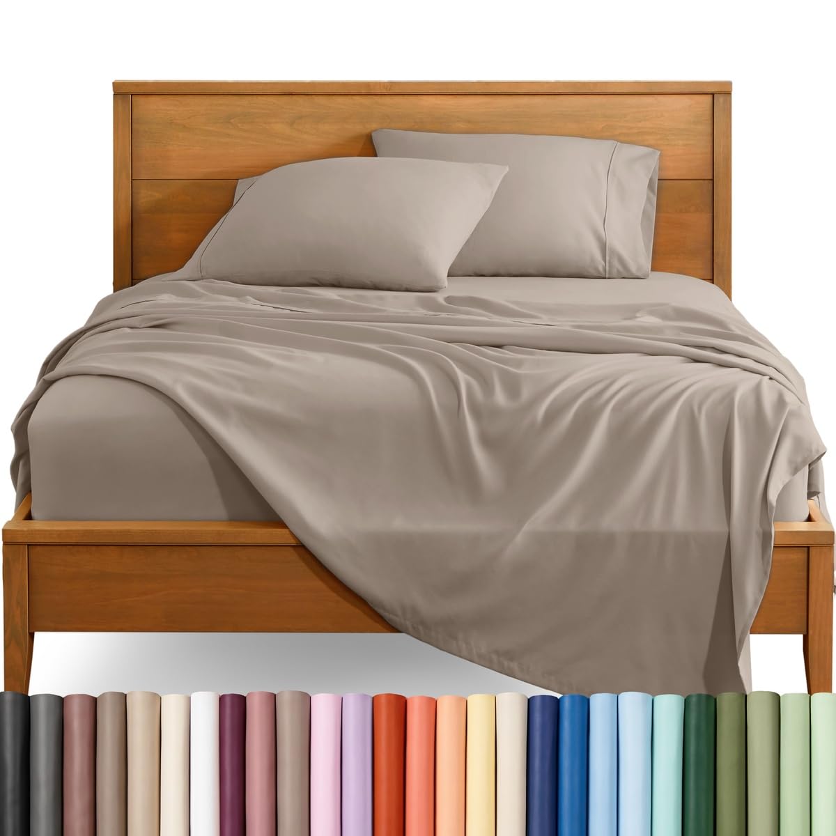 Bare Home Queen Sheet Set - 1800 Ultra-Soft (Queen, Grey)