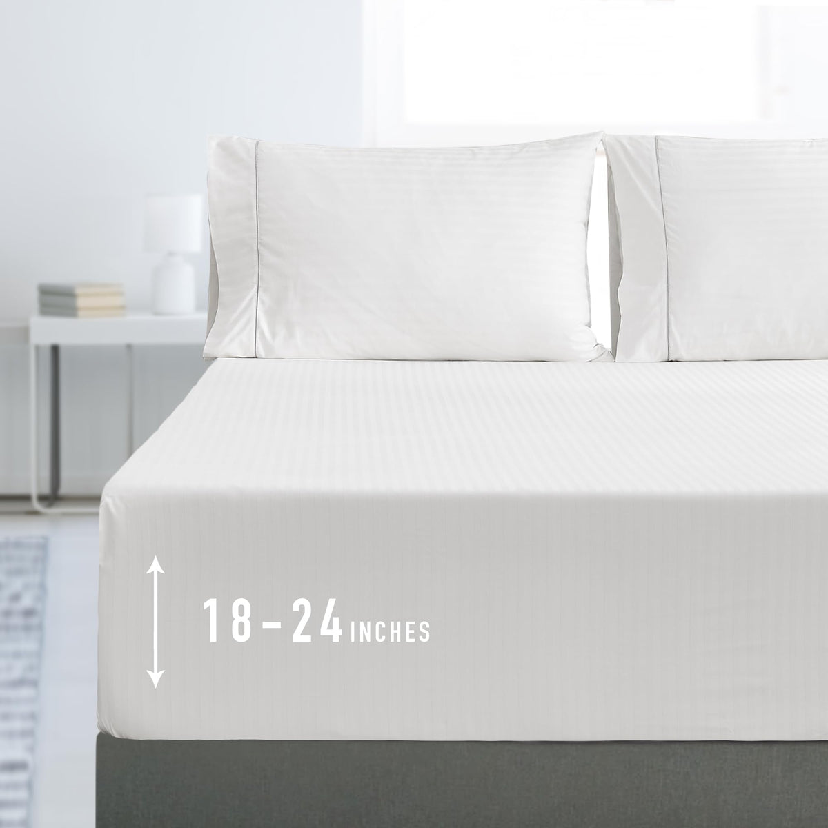 Sunflower Queen Fitted Sheet Extra Deep, 100% Cotton Sateen, Powder Blue